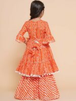 Bitiya by Bhama Girls Bandhani Printed Angrakha Gotta Patti Pure Cotton Kurta with Sharara - Image 5