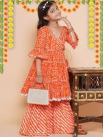 Bitiya by Bhama Girls Bandhani Printed Angrakha Gotta Patti Pure Cotton Kurta with Sharara - Image 6