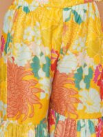 Bitiya by Bhama Girls Yellow Floral Printed Angrakha Gotta Patti Kurta with Sharara & With Dupatta - Image 3