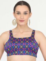 KAANCHIE NANGGIA Embroidered Square Neck Sleeveless Brocade Padded Saree Blouse