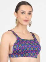 KAANCHIE NANGGIA Embroidered Square Neck Sleeveless Brocade Padded Saree Blouse - Image 2