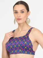 KAANCHIE NANGGIA Embroidered Square Neck Sleeveless Brocade Padded Saree Blouse - Image 3