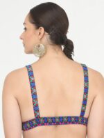 KAANCHIE NANGGIA Embroidered Square Neck Sleeveless Brocade Padded Saree Blouse - Image 4