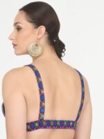 KAANCHIE NANGGIA Embroidered Square Neck Sleeveless Brocade Padded Saree Blouse - Image 5