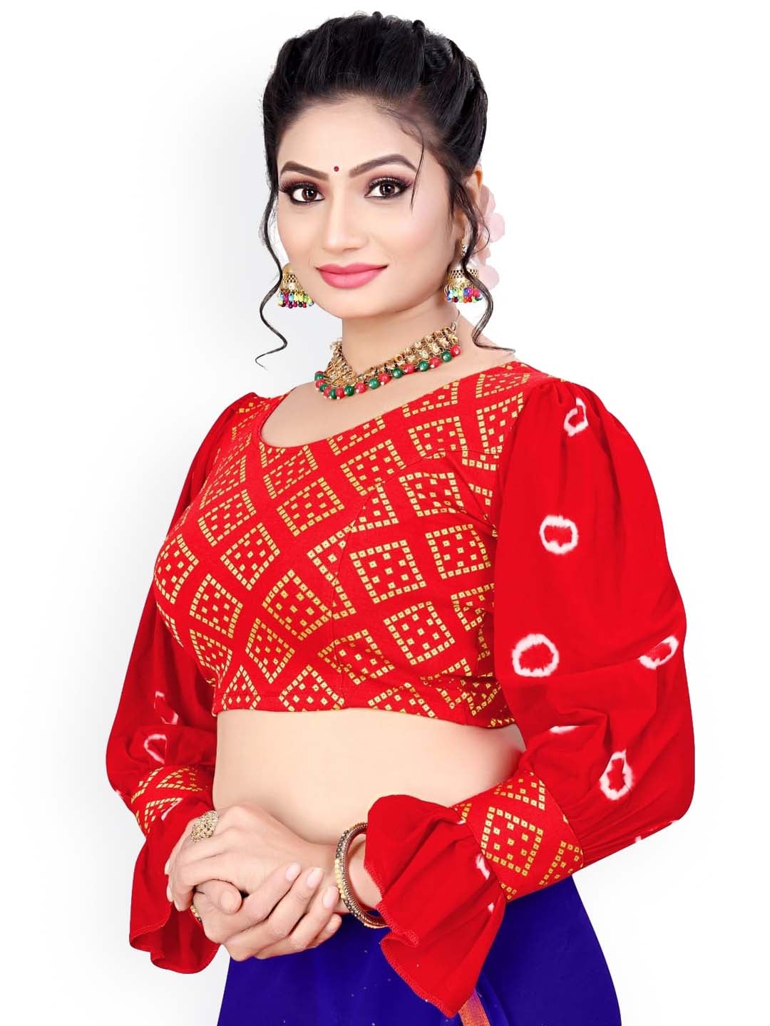 Puff sleeve saree blouse deals