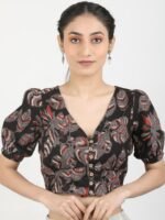 Llajja Block Printed Pure Cotton Saree Blouse