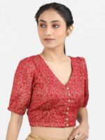 Llajja Printed Pure Cotton Non Padded Saree Blouse - Image 2