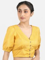 Llajja Printed Pure Cotton Non Padded Saree Blouse - Image 2