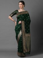 Mitera Ethnic Motifs Woven Design Zari Silk Blend Banarasi Saree
