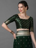 Mitera Ethnic Motifs Woven Design Zari Silk Blend Banarasi Saree - Image 7