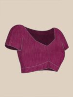 Mitera Magenta & Gold-Toned Embroidered Silk Blend Saree - Image 5