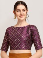 Oomph! Geometric Woven Design Saree Blouse