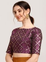 Oomph! Geometric Woven Design Saree Blouse - Image 2