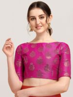 Oomph! Woven Design Boat Neck Saree Blouse