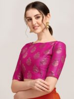 Oomph! Woven Design Boat Neck Saree Blouse - Image 2