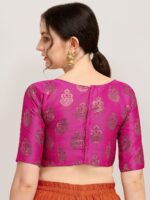 Oomph! Woven Design Boat Neck Saree Blouse - Image 3