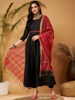 Shae by SASSAFRAS Black & Red Kurta With Trousers & With Dupatta