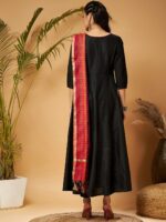 Shae by SASSAFRAS Black & Red Kurta With Trousers & With Dupatta - Image 5