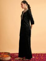 Shae by SASSAFRAS Ethnic Motifs Embroidered Regular Kurta with Palazzos - Image 4