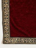 Shae by SASSAFRAS Maroon Floral Embroidered Sequinned Velvet Shawl - Image 6