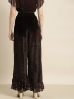 Shae by SASSAFRAS Women Brown Embroidered Parallel Trousers - Image 3