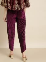 Shae by SASSAFRAS Women Purple Embroidered Trousers - Image 3