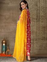 Stylum Floral Printed Gotta Patti Pure Cotton Anarkali Kurta With Palazzos & Dupatta - Image 6
