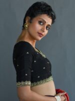 Suta Ethnic Motifs Embroidered Saree Blouse - Image 2
