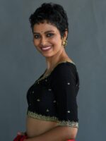 Suta Ethnic Motifs Embroidered Saree Blouse - Image 3