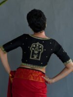 Suta Ethnic Motifs Embroidered Saree Blouse - Image 4