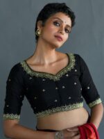 Suta Ethnic Motifs Embroidered Saree Blouse - Image 5