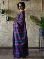 Suta Violet & Pink Floral Printed Pure Cotton Saree - Image 3