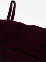 flaher Burgundy Solid Velvet Padded Blouse - Image 2
