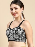 flaher Embroidered Zari Sweetheart Neck Silk Padded Readymade Blouse - Image 3