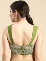 flaher Embroidered Zari Sweetheart Neck Silk Padded Readymade Blouse - Image 4