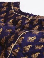 flaher Ethnic Motifs Woven Design Zari Boat Neck Padded Saree Blouse - Image 2