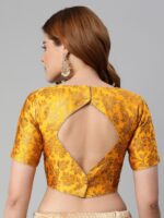 flaher Ethnic Motifs Woven Design Zari Sweetheart Neck Padded Saree Blouse - Image 4