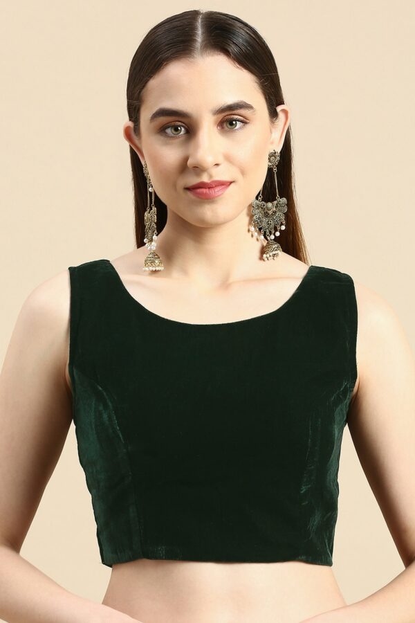 flaher Green Round Neck Padded Readymade Blouse