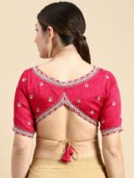 flaher Women Embroidered Silk Padded Readymade Blouse - Image 4