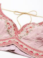 flaher Women Embroidered Silk Readymade Padded Saree Blouse - Image 2