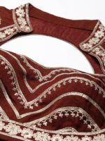 flaher Women Embroidered Silk Readymade Padded Saree Blouse - Image 2