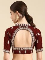 flaher Women Embroidered Silk Readymade Padded Saree Blouse - Image 4