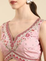 flaher Women Embroidered Silk Readymade Padded Saree Blouse - Image 5
