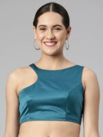 flaher Women Solid Satin Padded Saree Blouse