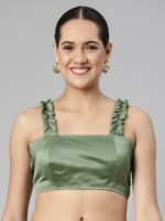 flaher Women Solid Satin Padded Saree Blouse