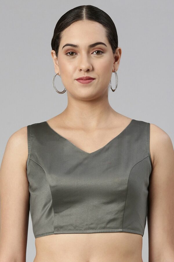 flaher Women Solid Satin Padded Saree Blouse