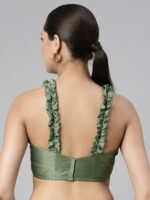 flaher Women Solid Satin Padded Saree Blouse - Image 4