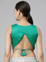 flaher Women Solid Satin Padded Saree Blouse - Image 4