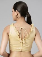 flaher Women Solid Satin Padded Saree Blouse with Ruffles Details - Image 4