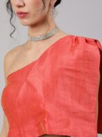 AKS Printed One Shoulder Ready To Wear Lehenga With Blouse - Image 2